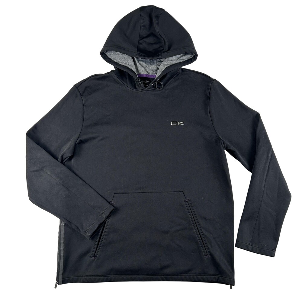 Calvin Klein Performance Hoodie Womens Large Black THRML Side Zip Pullover